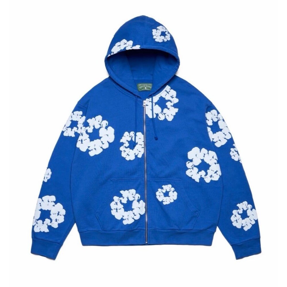 DENIM TEARS COTTON WREATH ZIP HOODIE BLUE